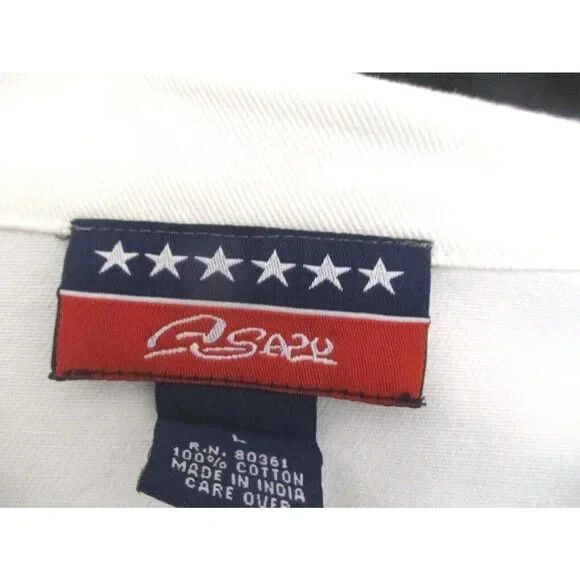 Asazy Jacket American Sz L Women's Flag White Long Sleeve - Picture 6 of 7